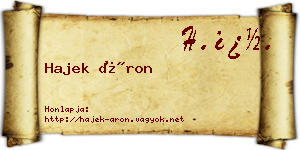 Hajek Áron névjegykártya